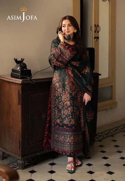 ASIM JOFA |3PC LAWN EMBROIDERED UNSTITCHED