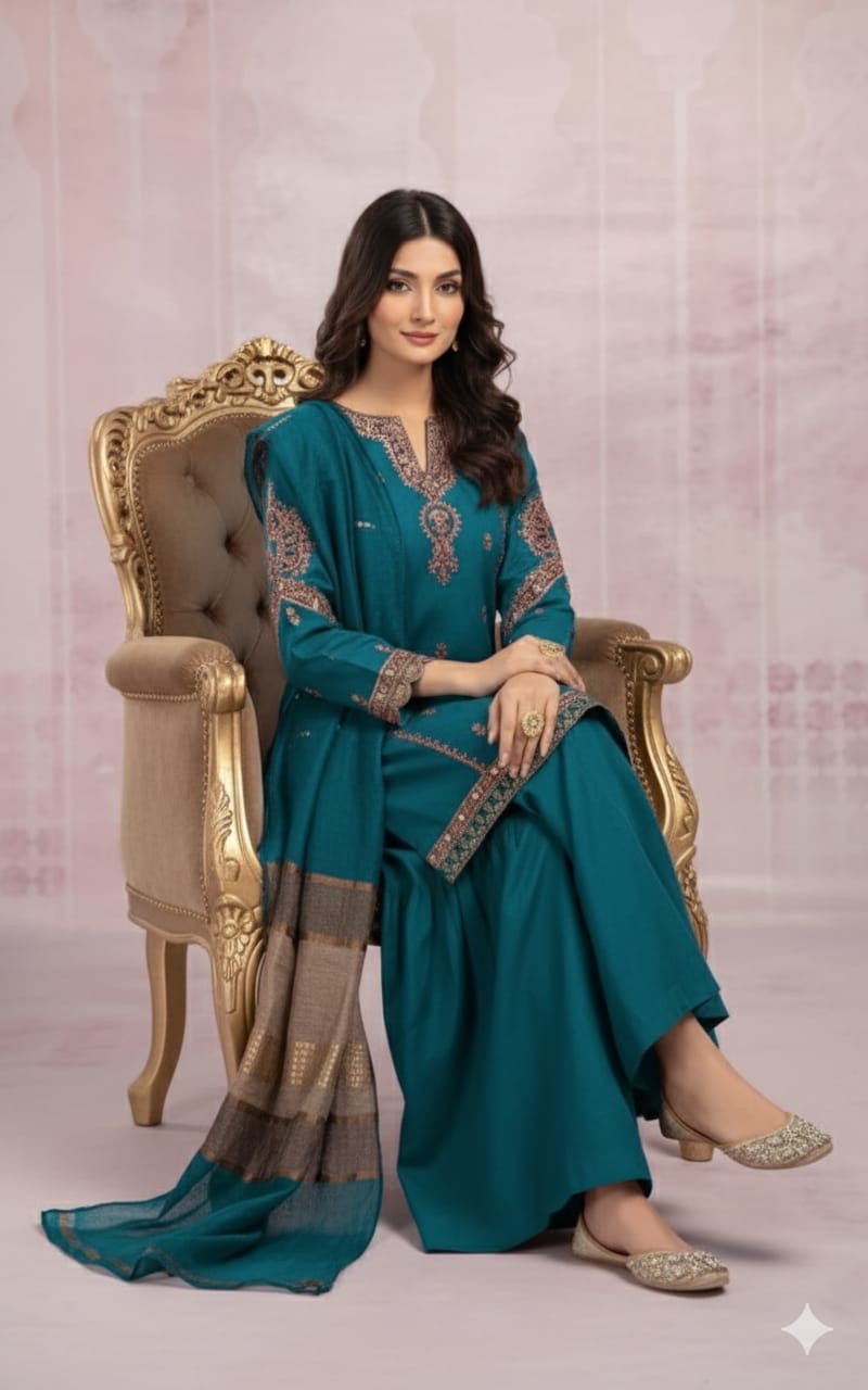 ZARA SHAHJAHAN- SUMMER 3PC LAWN EMBROIDERED SUIT - RL2701 B