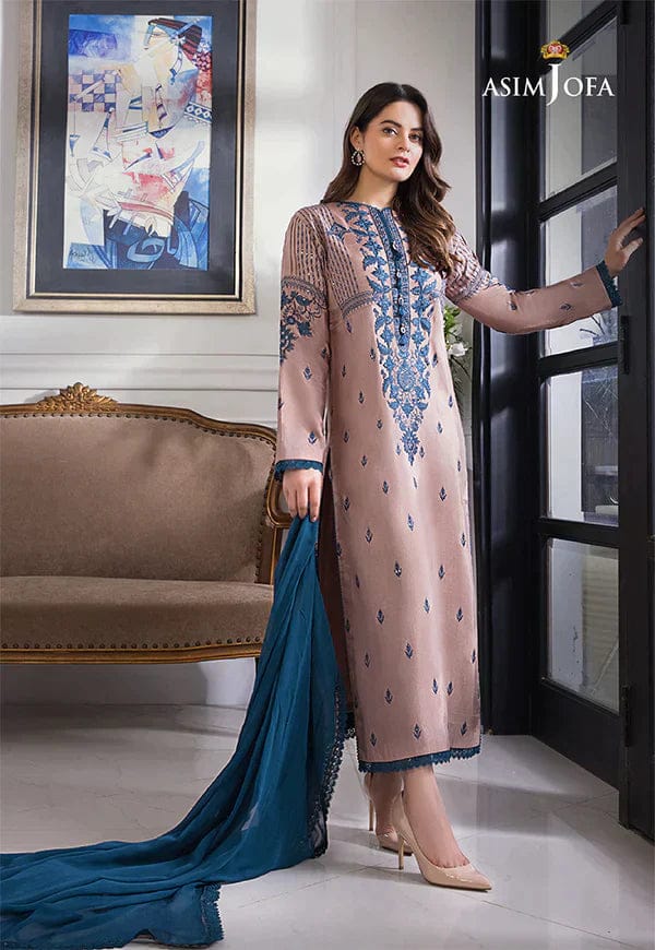 ASIM JOFA 3PC LAWN EMBROIDERED SHIRT WITH LAWN  SHAWL AND TROUSER DN-2005