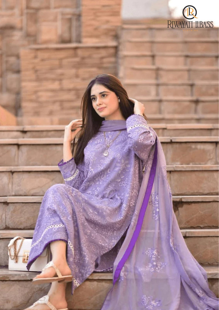 LAWN HEAVY EMBROIDERED UNSTITCHED ARTICLE (AL 80 )