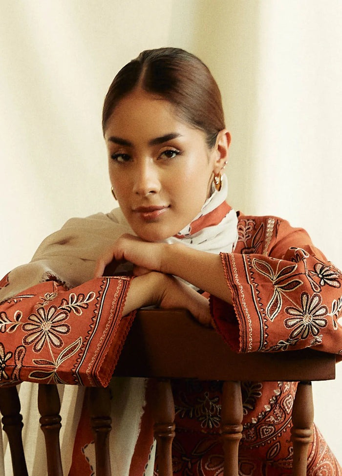 3PC Lawn Embroidered Shirt With Digital Printed Dupatta-301