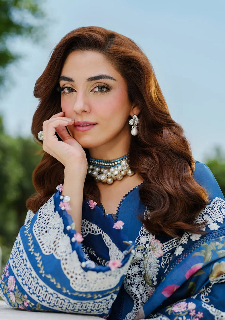 ELAF | ZIVA | TEAL BLUE | UNSTITCHED LAWN 3PC EMBROIDERED SUITE