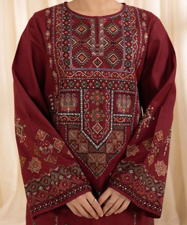 3PC EiD Collection UNSTITCHED LAWN EMBROIDERED MAROON SUIT