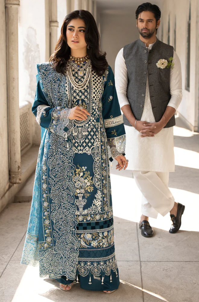 MAHNUR | SELENE | UNSTITCHED LAWN 3PC EMBROIDERED SUITE