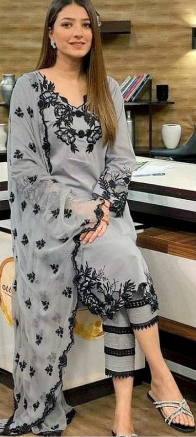 Embroidered Luxury Lawn Unstitched 3Pc | 1051