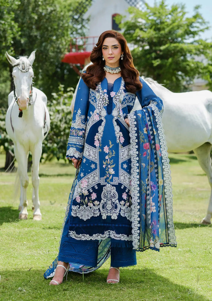 ELAF | ZIVA | TEAL BLUE | UNSTITCHED LAWN 3PC EMBROIDERED SUITE