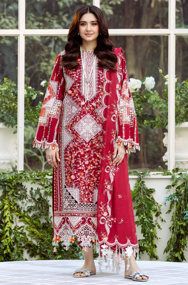 BIN ILYAS | UNSTITCHED LAWN 3PC  EMBROIDERED SUITE