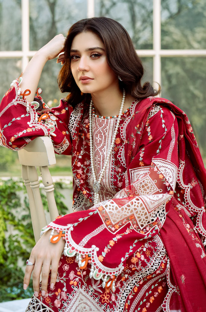 BIN ILYAS | UNSTITCHED LAWN 3PC  EMBROIDERED SUITE