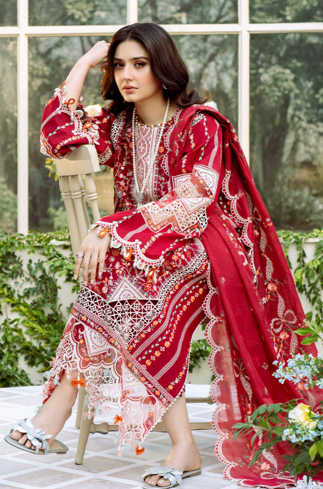 BIN ILYAS | UNSTITCHED LAWN 3PC  EMBROIDERED SUITE