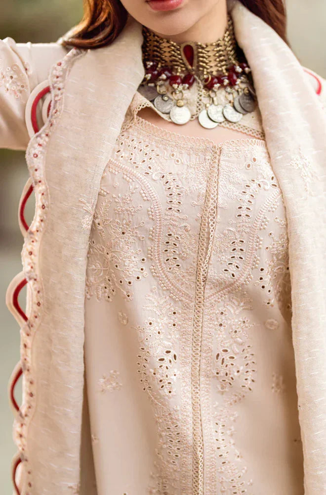 QALAMKAR - 3PC LAWN EMBROIDERED SHIRT WITH KHADI NET EMBROIDERED DUPATTA