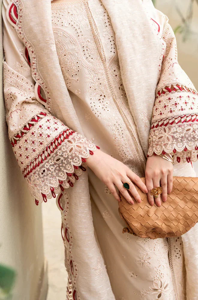 QALAMKAR - 3PC LAWN EMBROIDERED SHIRT WITH KHADI NET EMBROIDERED DUPATTA