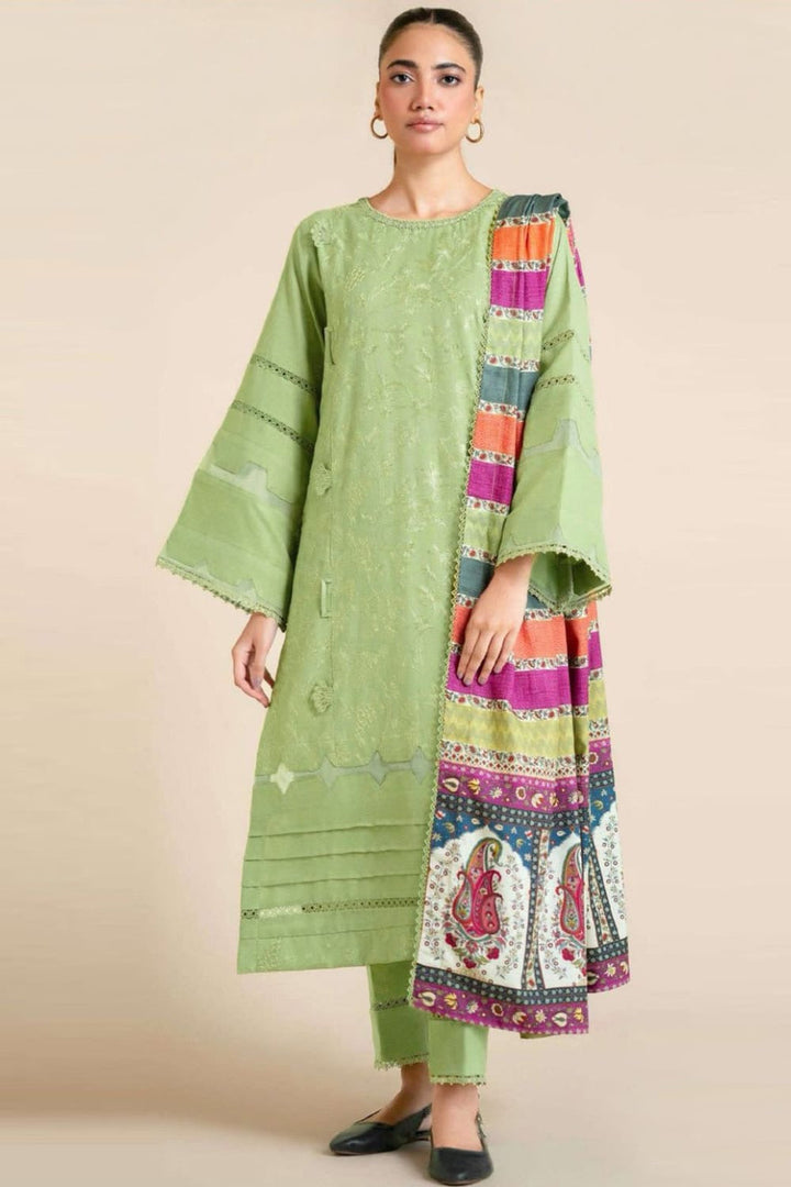 3PC UNSTITCHED HEAVY EMBROIDERED SUIT