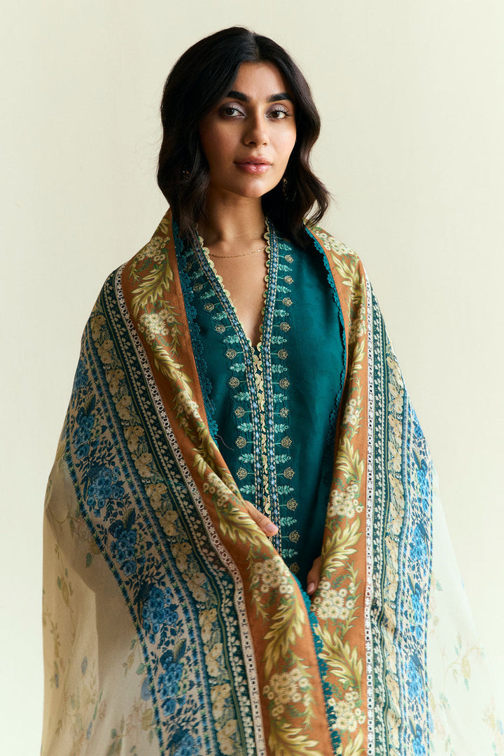 DHANAK 3PC UNSTITCHED HEAVY EMBROIDERED SUIT