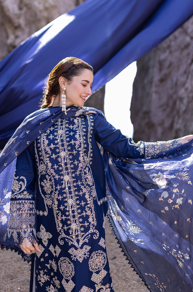 QALAMKAR | SAHIL KINARAY | 3 PC LUXURY EMBROIDERED LAWN SUITE | UNSTITCHED WITH DUPATTA PRINTED