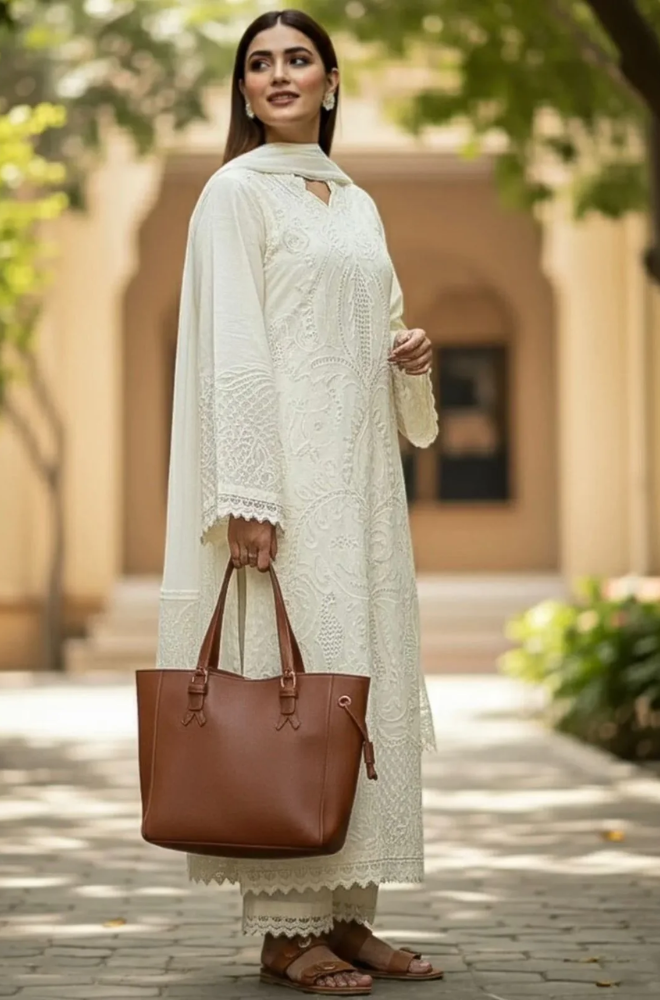 Summer New SHANZY - Summer 3PC Lawn Chikankri Embroidered Suit