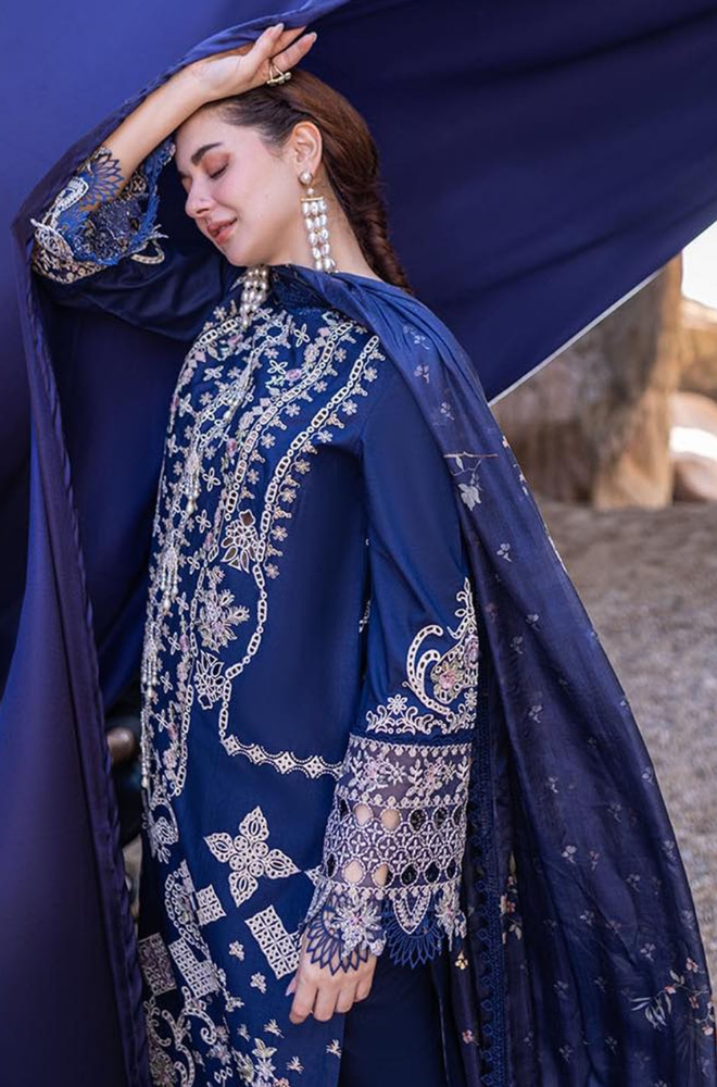 QALAMKAR | SAHIL KINARAY | 3 PC LUXURY EMBROIDERED LAWN SUITE | UNSTITCHED WITH DUPATTA PRINTED