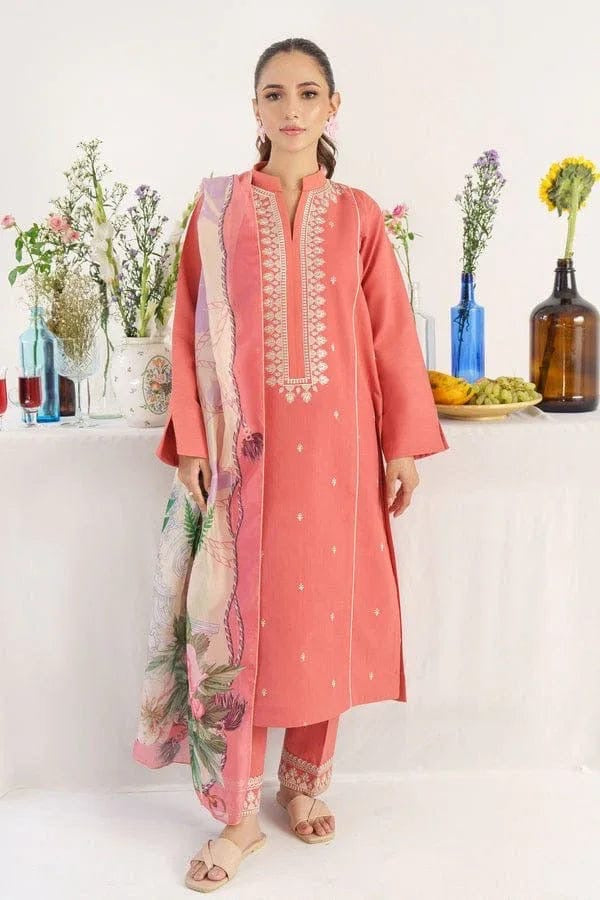 MAHNUR - 3PC UNSTITCHED LAWN EMBROIDERED SUIT - ZA117