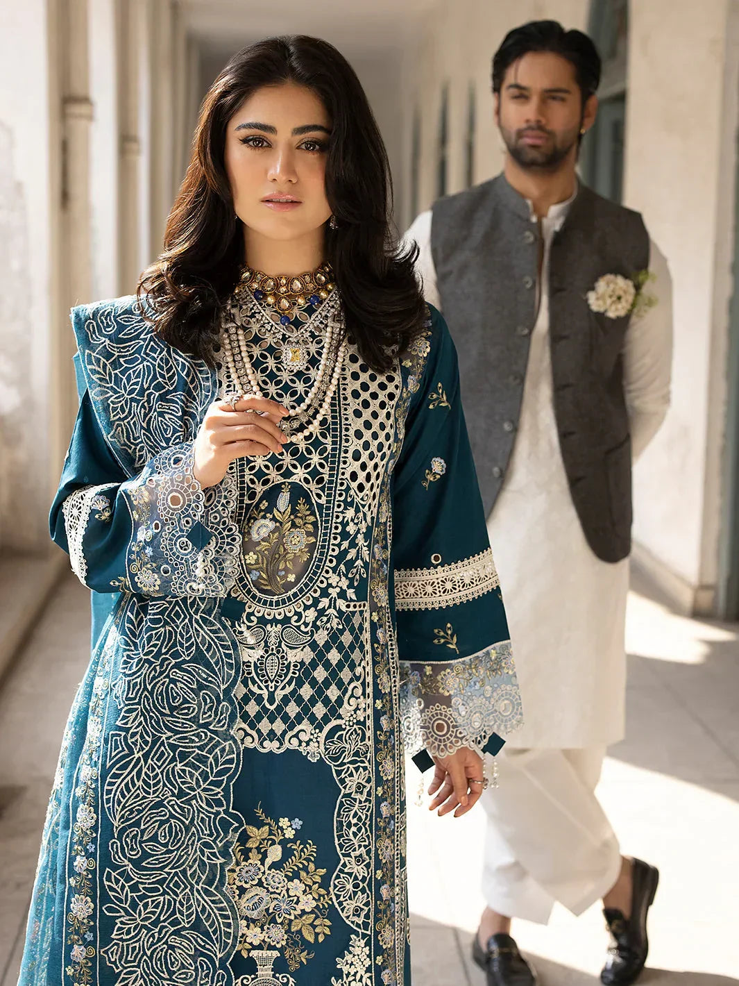 MAHNUR | SELENE | UNSTITCHED LAWN 3PC EMBROIDERED SUITE