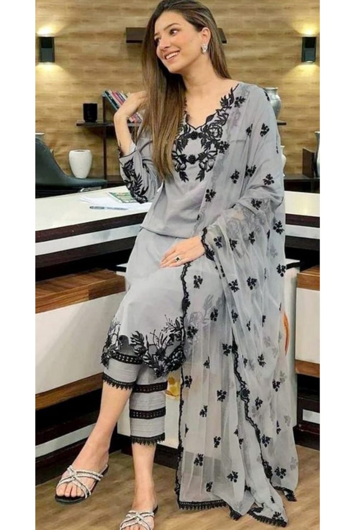 Embroidered Luxury Lawn Unstitched 3Pc | 1051