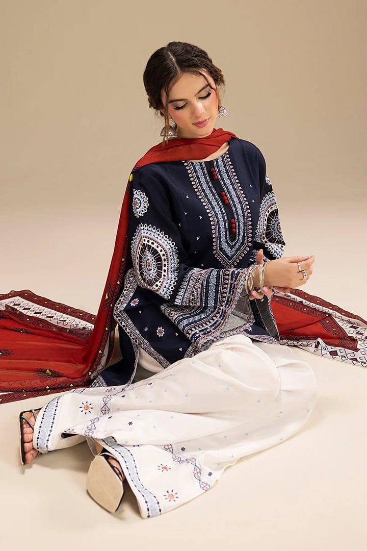 Embroidered Luxury Lawn Unstitched 3Pc | 1071