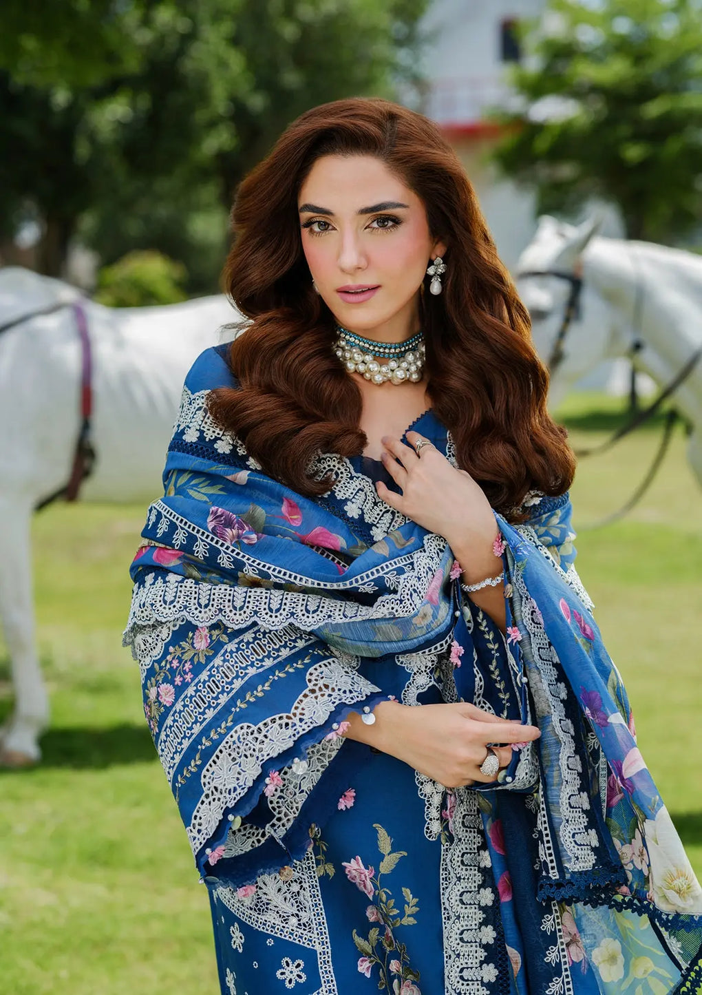 ELAF | ZIVA | TEAL BLUE | UNSTITCHED LAWN 3PC EMBROIDERED SUITE