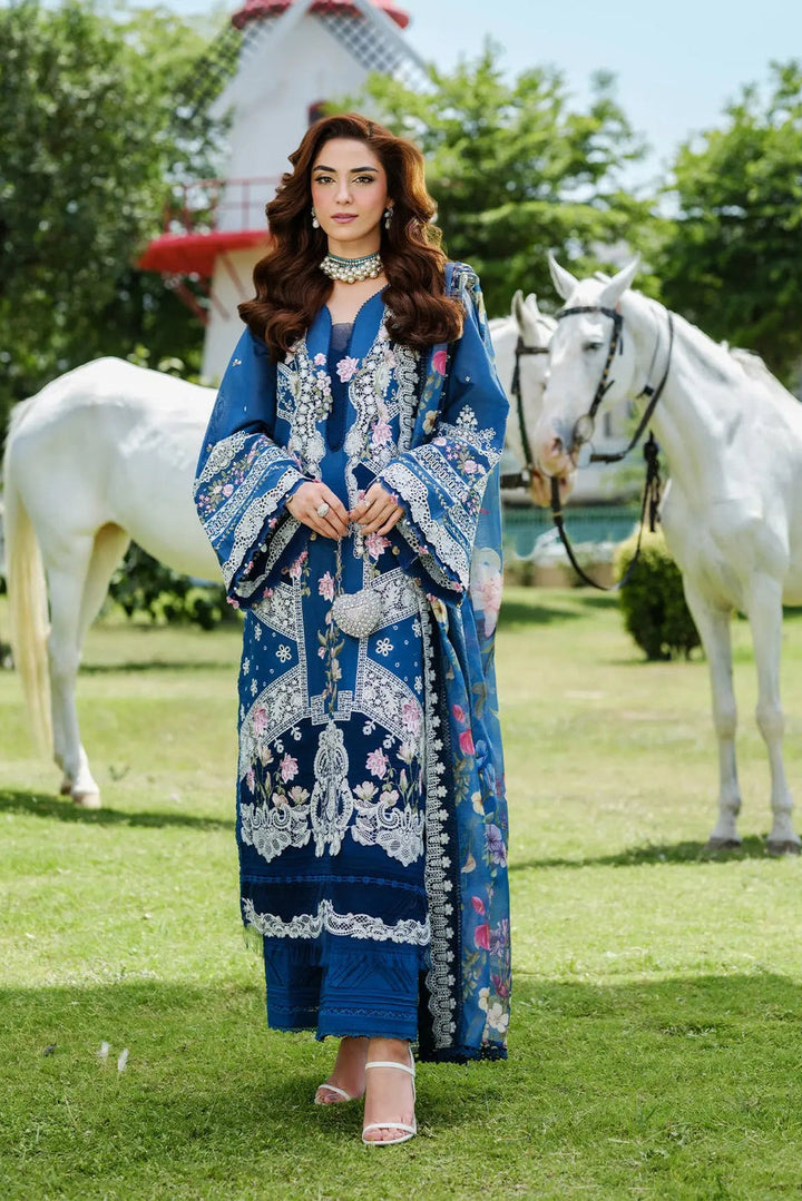 ELAF | ZIVA | TEAL BLUE | UNSTITCHED LAWN 3PC EMBROIDERED SUITE