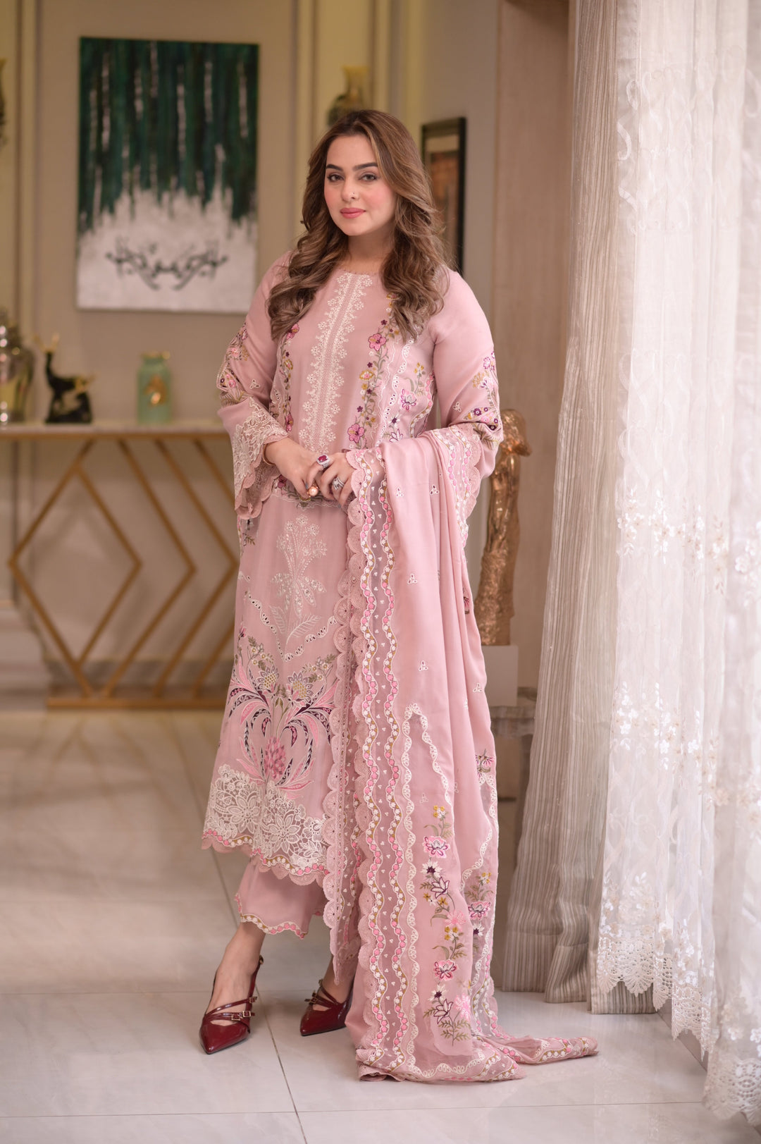 ANEELA’S |  UNSTITCHED LAWN 3PC EMBROIDERED SUITE WITH DUPATTA EMBROIDERED