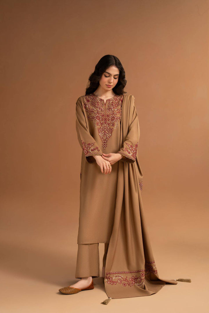 Pezwan - Winter 3PC Dhanak Embroidered Suit - SS0418