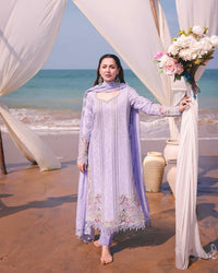 IMROZIA-3PC LAWN CHIKANKARI EMBROIDERED SHIRT WITH KHADDI NET EMB DUPATTA AND TROUSER