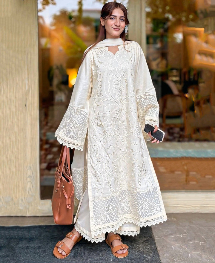 Embroidered Luxury Lawn Unstitched 3Pc | 1021
