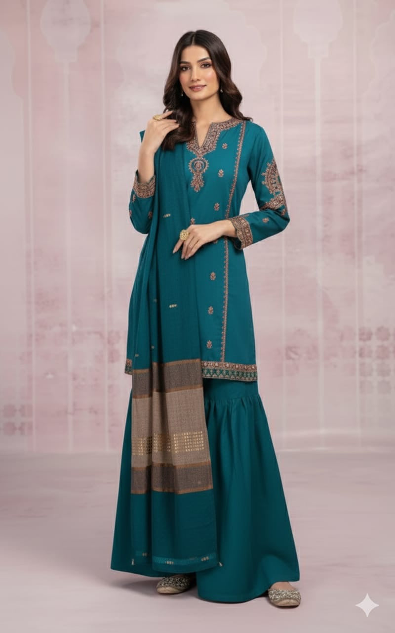 ZARA SHAHJAHAN- SUMMER 3PC LAWN EMBROIDERED SUIT - RL2701 B