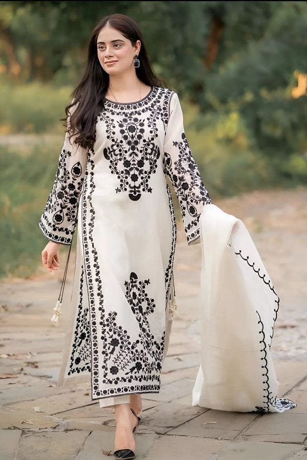 PREMIUM LAWN 3PC EMBROIDERED DRESS EMBROIDERED DUPATTA D-1038