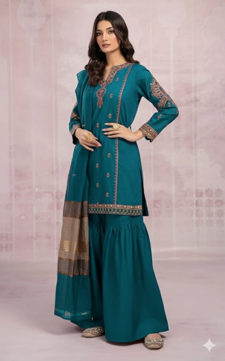 ZARA SHAHJAHAN- SUMMER 3PC LAWN EMBROIDERED SUIT - RL2701 B
