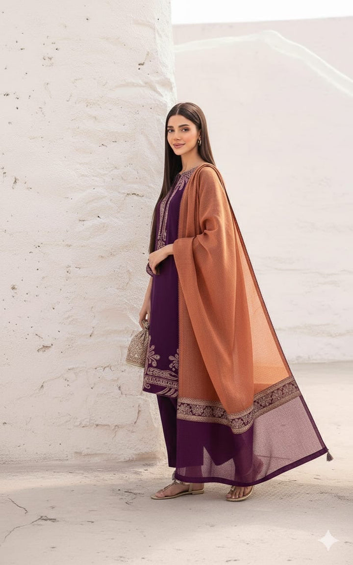 SUMMER 3PC LAWN EMBROIDERED SUIT - VL1156