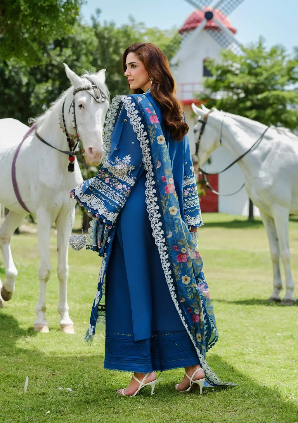 ELAF | ZIVA | TEAL BLUE | UNSTITCHED LAWN 3PC EMBROIDERED SUITE