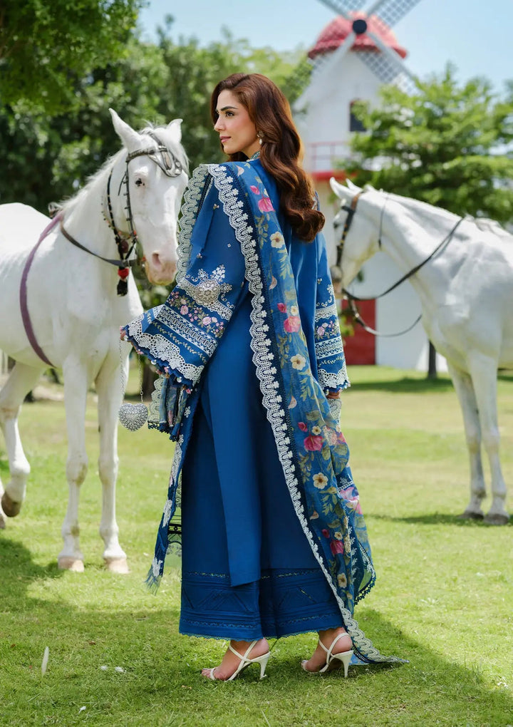 ELAF | ZIVA | TEAL BLUE | UNSTITCHED LAWN 3PC EMBROIDERED SUITE