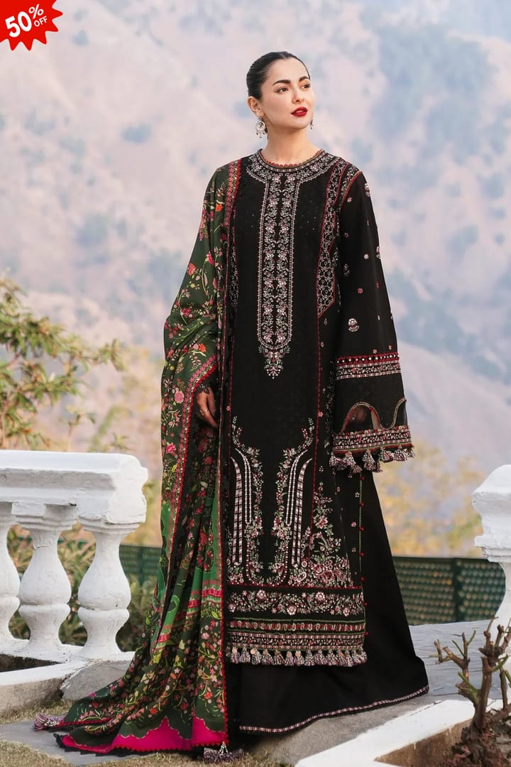Qalamkar - 3PC Lawn Embroidered Shirt with Embroidered Lawn Dupatta (Unstitched) LC-7067
