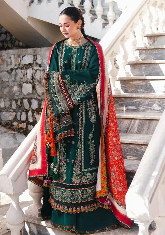 QALAMKAR - 3PC LAWN EMBROIDERED SHIRT WITH JACQUARD WEAVED EMBROIDERED DUPATTA AND COTTON TROUSER \ 1080