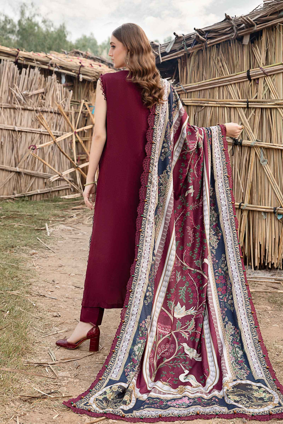 DHANAK 3PC UNSTITCHED HEAVY EMBROIDERED SUIT