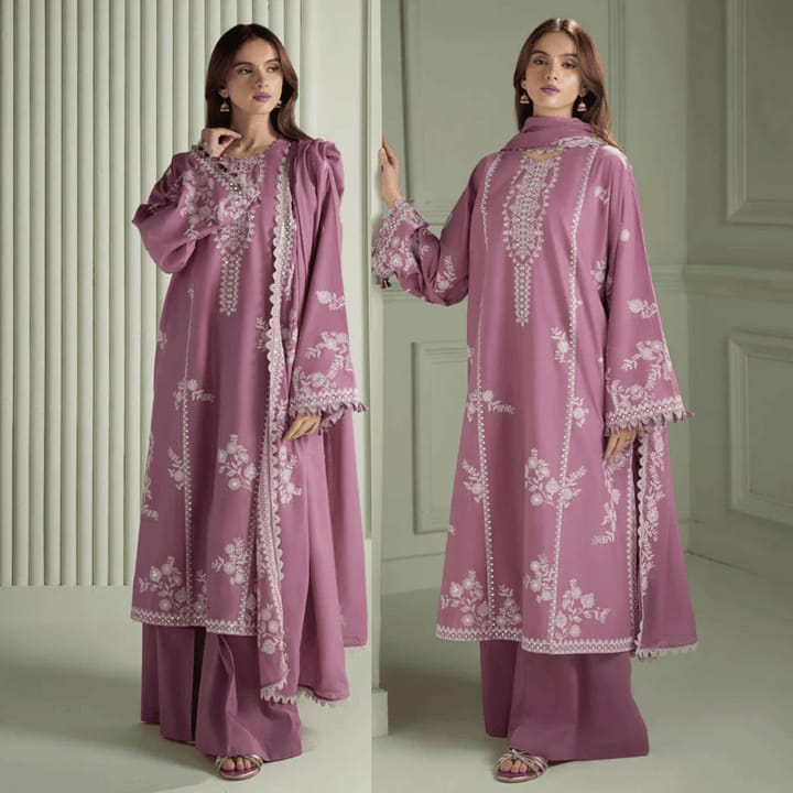 Embroidered Luxury Lawn Unstitched 3Pc | 1026