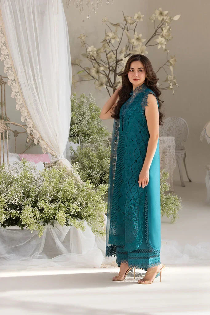 SOBIA NAZIR-3PC LAWN LASERCUT EMBROIDERED SHIRT WITH PRINT DUPATTA