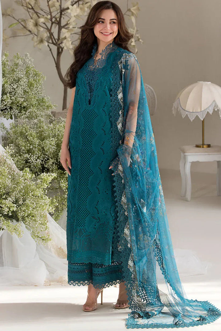 SOBIA NAZIR-3PC LAWN LASERCUT EMBROIDERED SHIRT WITH PRINT DUPATTA