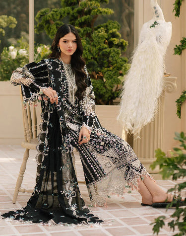 BIN ILYAS | UNSTITCHED LAWN 3PC  EMBROIDERED SUITE WITH DUPATTA EMBROIDERED