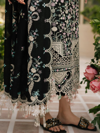 BIN ILYAS | UNSTITCHED LAWN 3PC  EMBROIDERED SUITE WITH DUPATTA EMBROIDERED