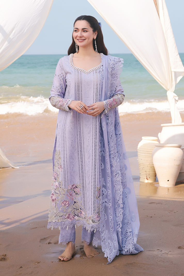 IMROZIA-3PC LAWN CHIKANKARI EMBROIDERED SHIRT WITH KHADDI NET EMB DUPATTA AND TROUSER