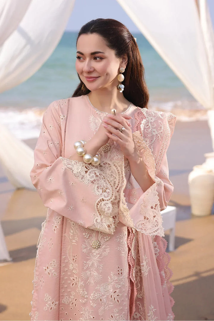 Qalamkaar - Unstitched 3PC Lawn Embroidered Shirt with Embroidered Khadi Net Dupatta