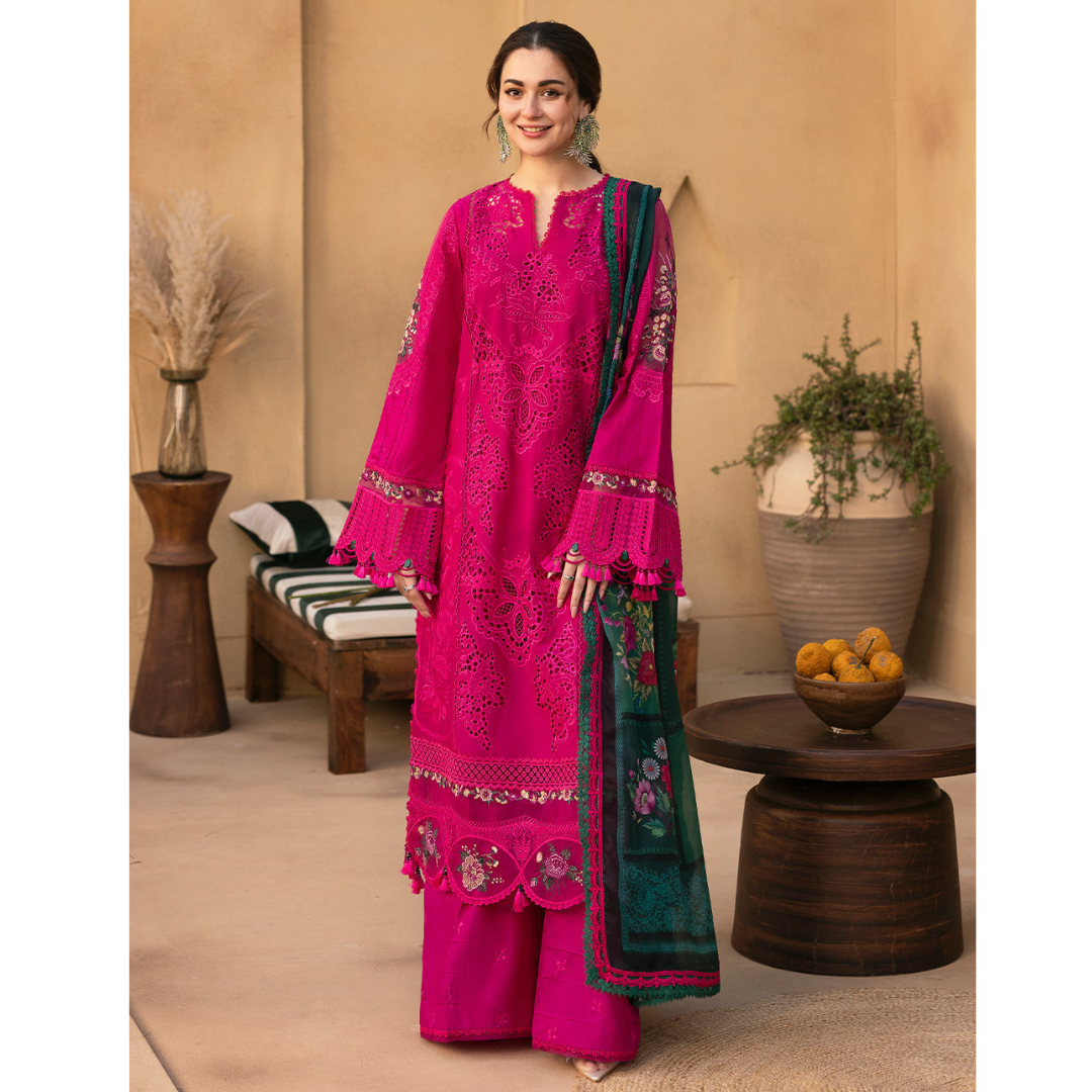 QalamKar - Summer 3PC Chikenkari Lawn Embroidered Suit